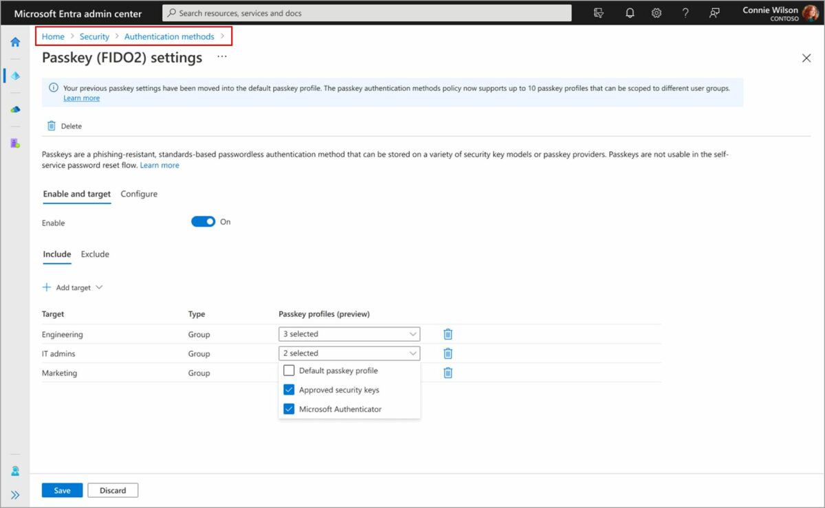Nové passkey politiky v Microsoft Entra ID
